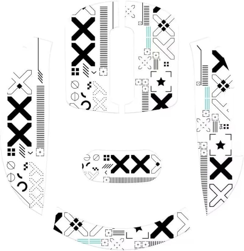 MANBASNAKE Mouse Anti Slip Grip Tape, Pre-Cut Universal Griptape for Superlight Wireless Gaming Mouse Skins, Sweat Resistant, Elastics Refined Side Grips, Easy to Apply, Ultra-thin 0.5mm (0.02in) - White - Image 1